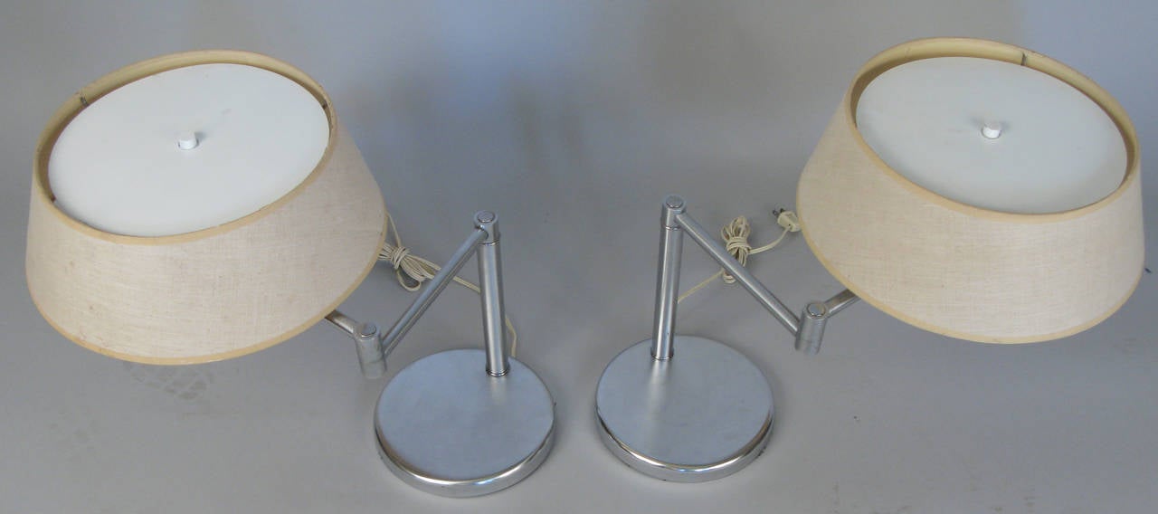 American Matched Pair of Vintage Swing Arm Lamps by Walter Von Nessen