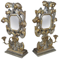 Pair of 19th Century Gilded and Mirrored Sconces
