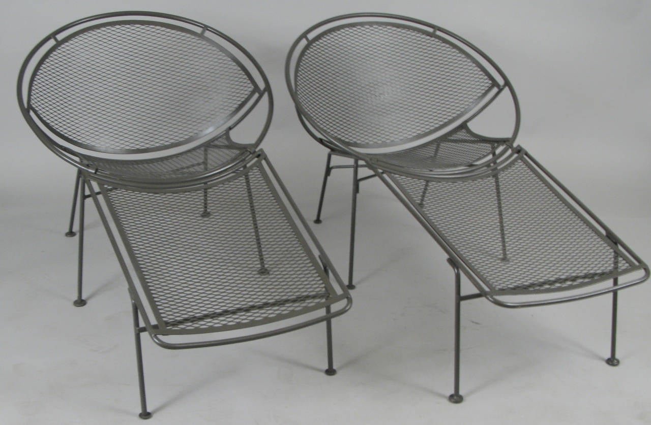 Mid-Century Modern Set of Four Vintage Salterini Radar Collection Lounge Chairs and Ottomans