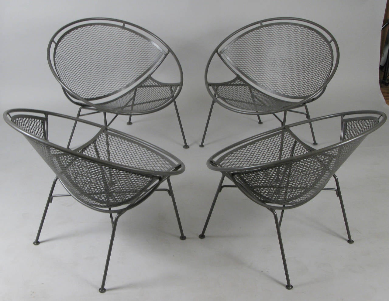 Set of Four Vintage Salterini Radar Collection Lounge Chairs and Ottomans 1