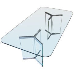Modern Glass & Chrome Dining Table by Pace Collection