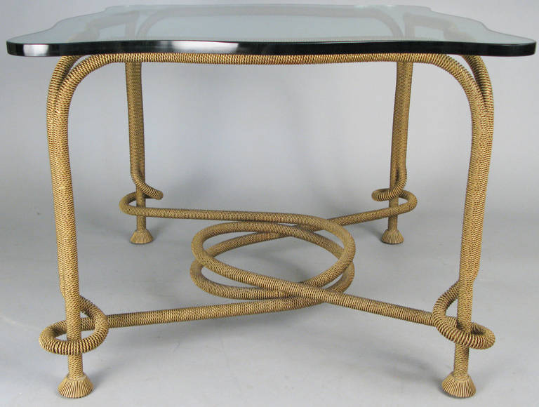Unknown Outstanding Glass and Brass Rope Table