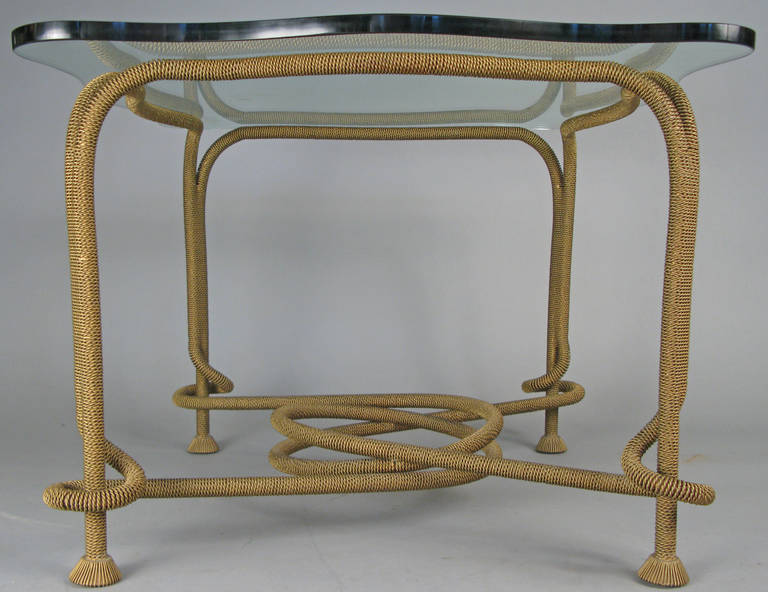 Outstanding Glass and Brass Rope Table In Excellent Condition In Hudson, NY