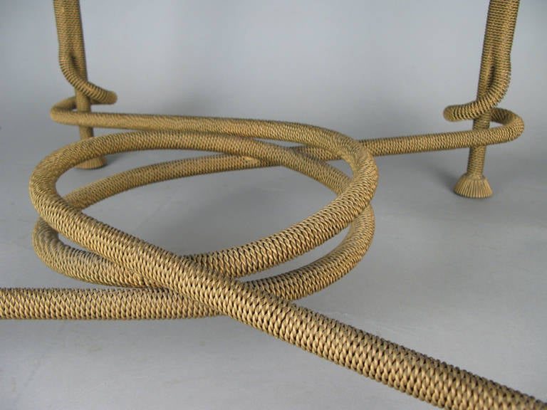 20th Century Outstanding Glass and Brass Rope Table