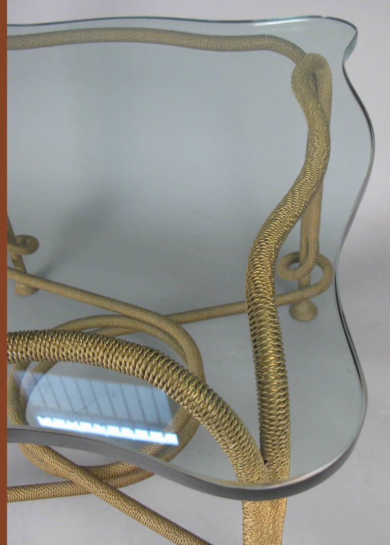Outstanding Glass and Brass Rope Table 3