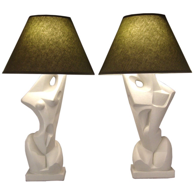 Mid-Century Cubist Lamps by Frederick Weinberg