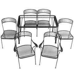1950's Wrought Iron Dining Set with Six Chairs by Salterini