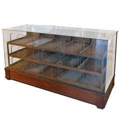 Antique Oak & Glass Haberdashery Display Cabinet