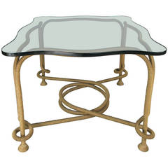 Outstanding Glass and Brass Rope Table
