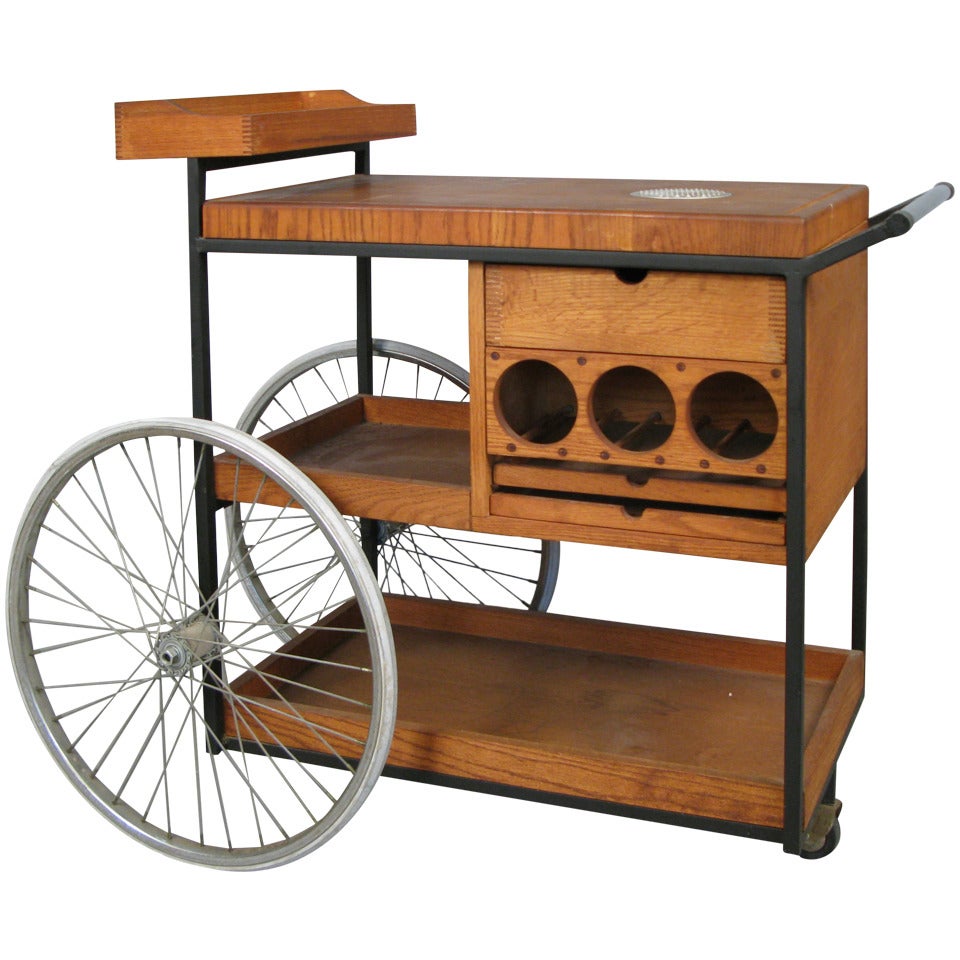 Vintage 1950s Oak Bart Cart by Arthur Umanoff