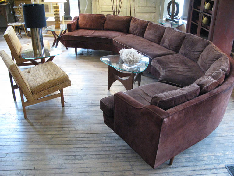 Large 1960s Curved Sectional Sofa 1