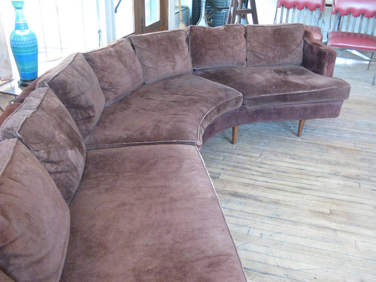 Mid-Century Modern Large 1960s Curved Sectional Sofa