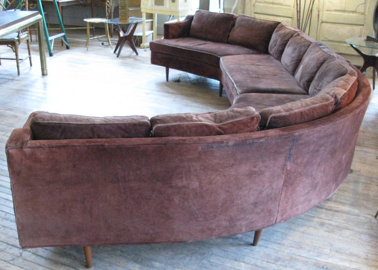 American Large 1960s Curved Sectional Sofa