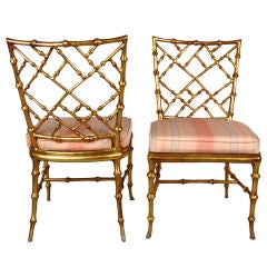 Pair of Italian Gold Bamboo Chairs