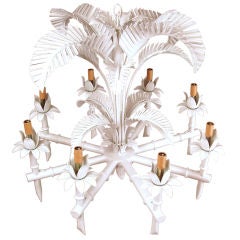 Hollywood Regency Bamboo & Palm Chandelier