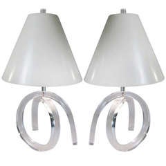 Pair of 1960's Lucite Twist Lamps by Dorothy Thorpe