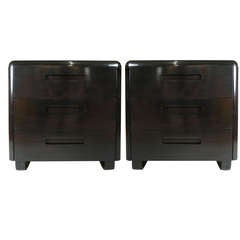 Pair of Ebonized 1940's Modern Chests by Paul Goldman