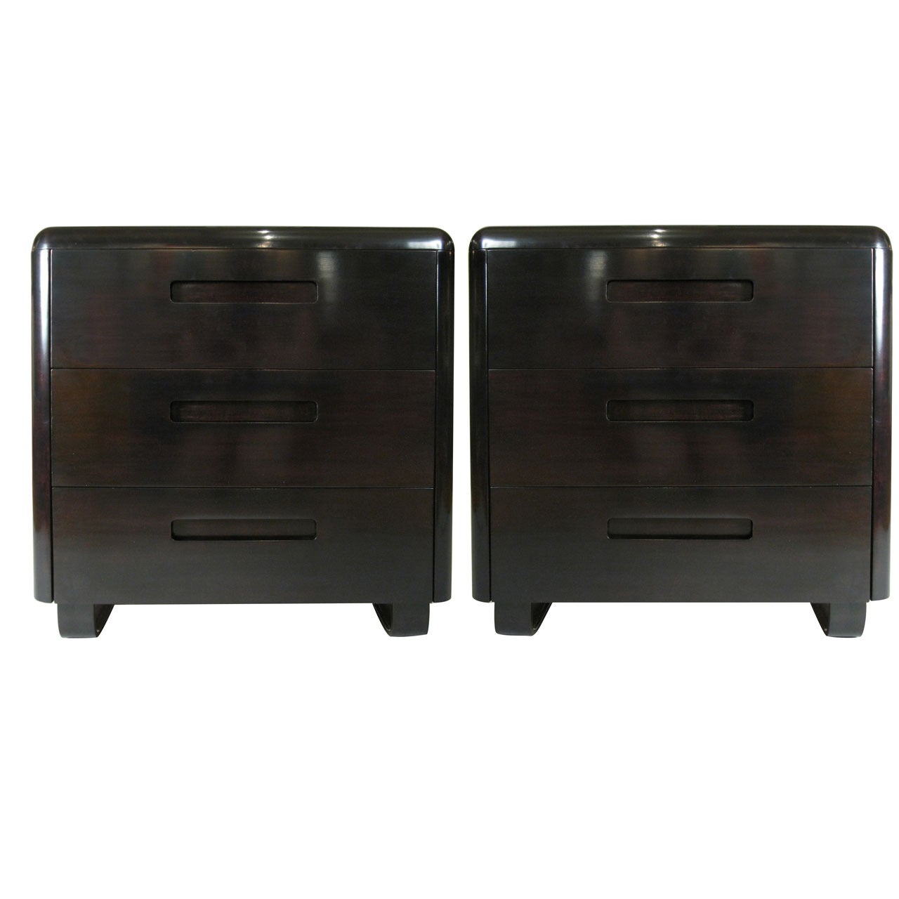 Pair of Ebonized 1940's Modern Chests by Paul Goldman