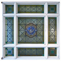 Antique Stained Glass Masonic Lodge Window
