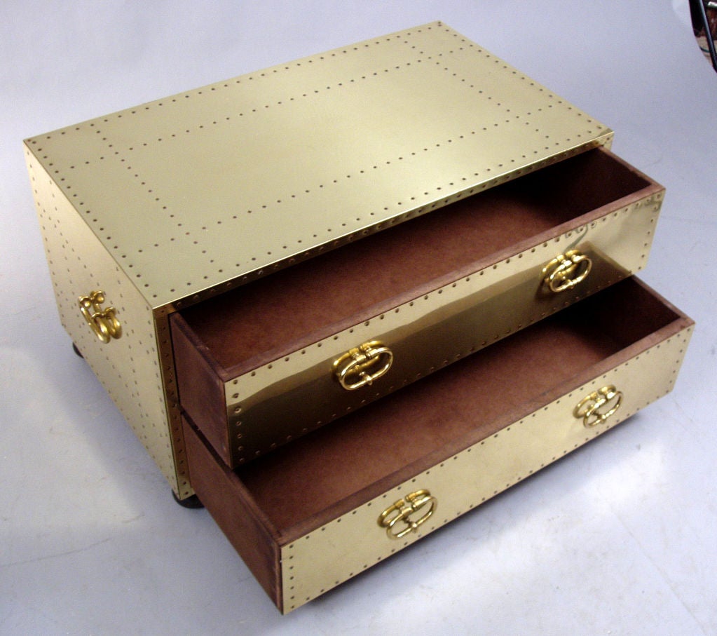 Late 20th Century 1970's Studded Brass Chest By Sarreid