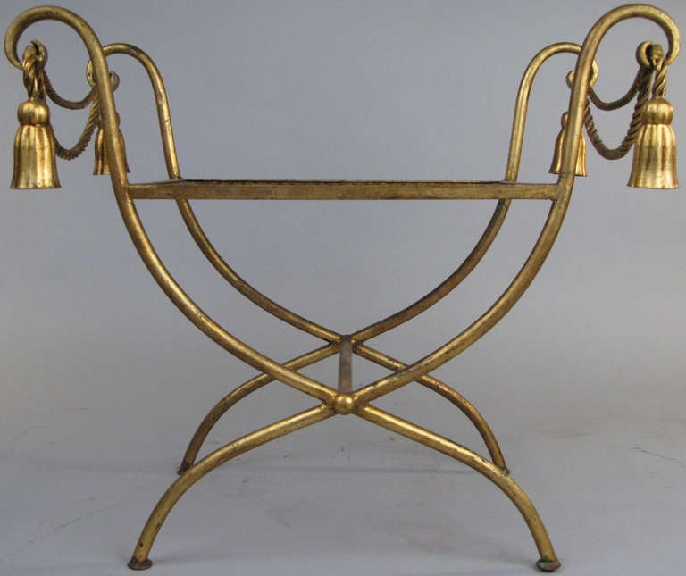 Italian Gilt Gold Rope and Tassel Bench