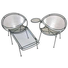 Pair of Vintage Salterini 'Radar' Lounge Chairs with Ottoman