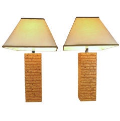 1970's Glazed Cork Table Lamps