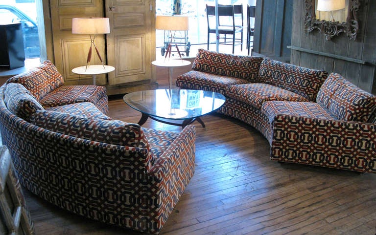 Mid-Century Modern Semi Circular Curved Sectional Sofa by Milo Baughman