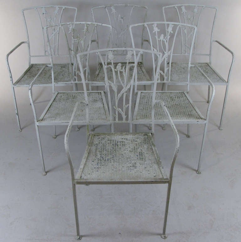 Mid-20th Century Vintage Iron Seashell & Seahorse Dining Table & Chairs