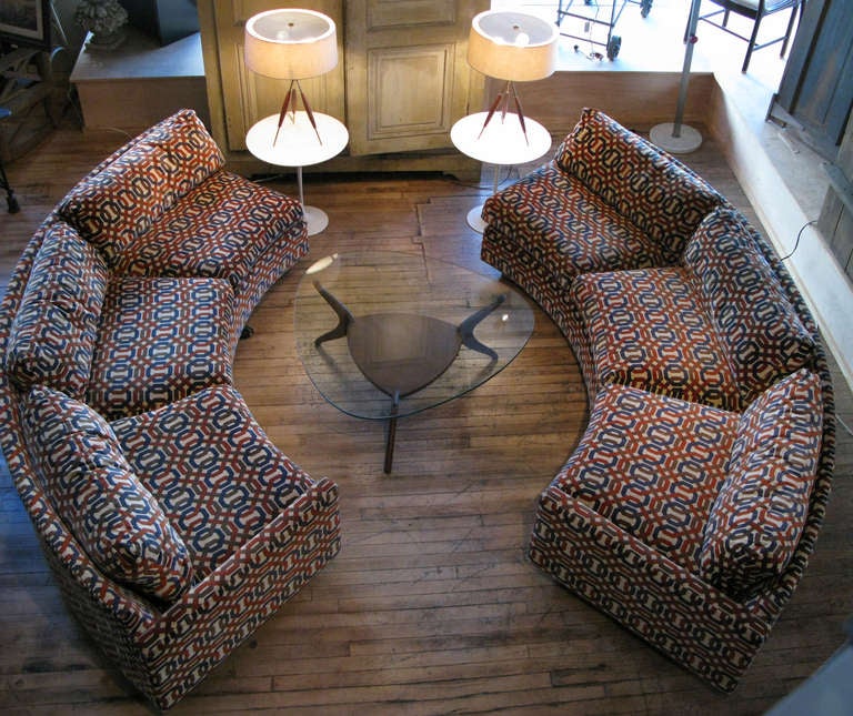 American Semi Circular Curved Sectional Sofa by Milo Baughman