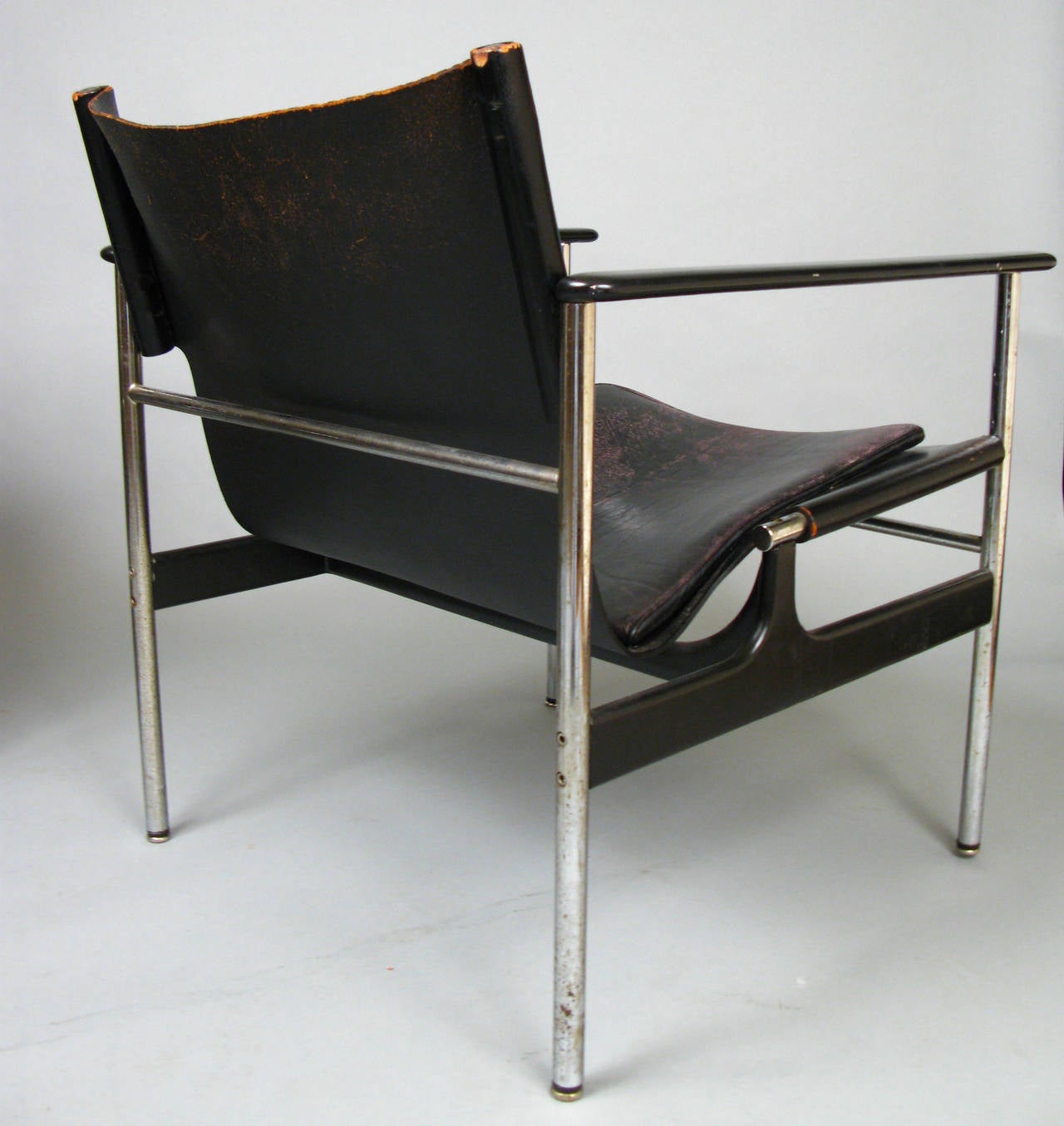 Vintage Chrome and Leather Lounge Chairs by Charles Pollock for Knoll 2