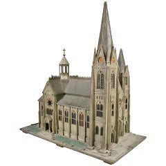 Handcrafted 19th Century Church Model