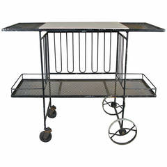 1950s Wrought Iron and Glass Bar Cart