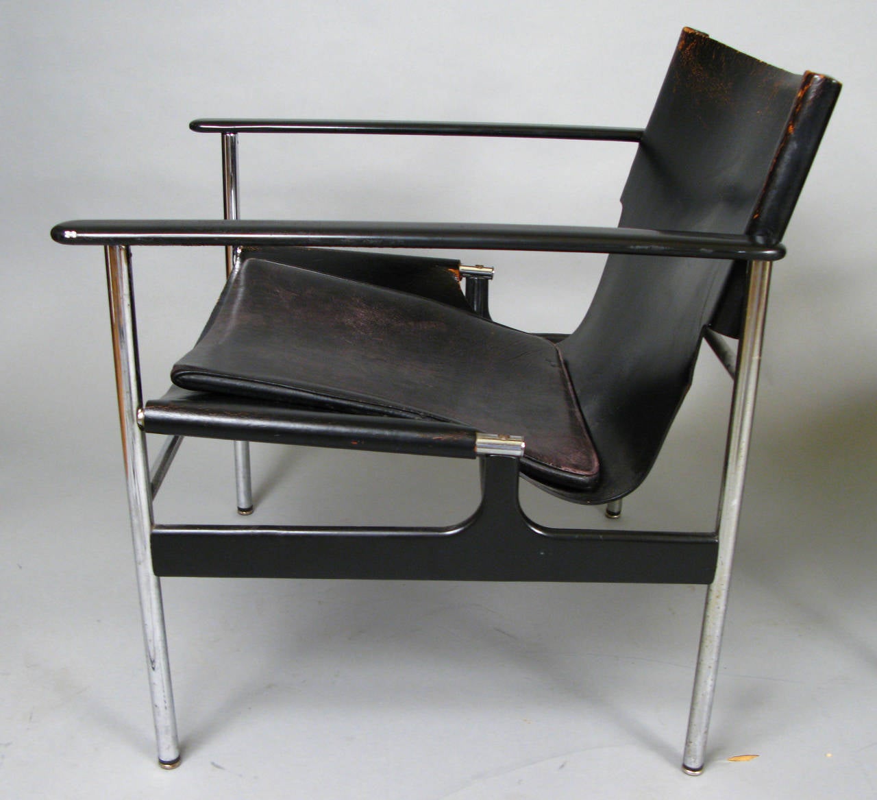 Vintage Chrome and Leather Lounge Chairs by Charles Pollock for Knoll 3