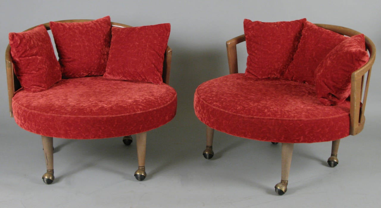 American Pair of Mid-Century Modern Circular Lounge Chairs by Adrian Pearsall