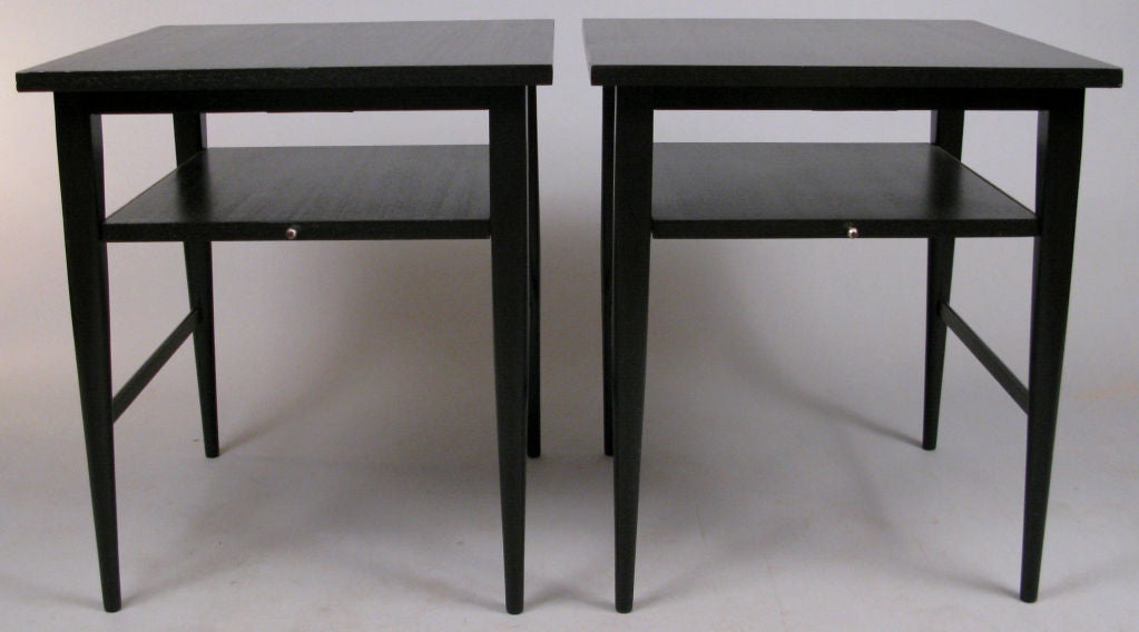 Elegant Paul McCobb Tables with Sliding Shelf