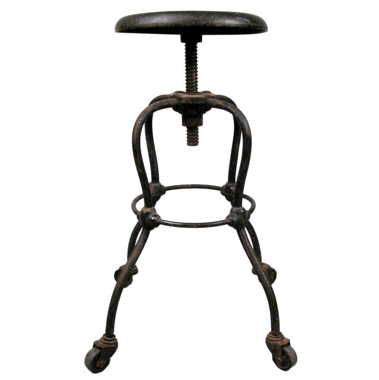 Antique Industrial Cast Iron Stool