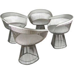 Set of Four Armchairs in Nickel by Warren Platner for Knoll
