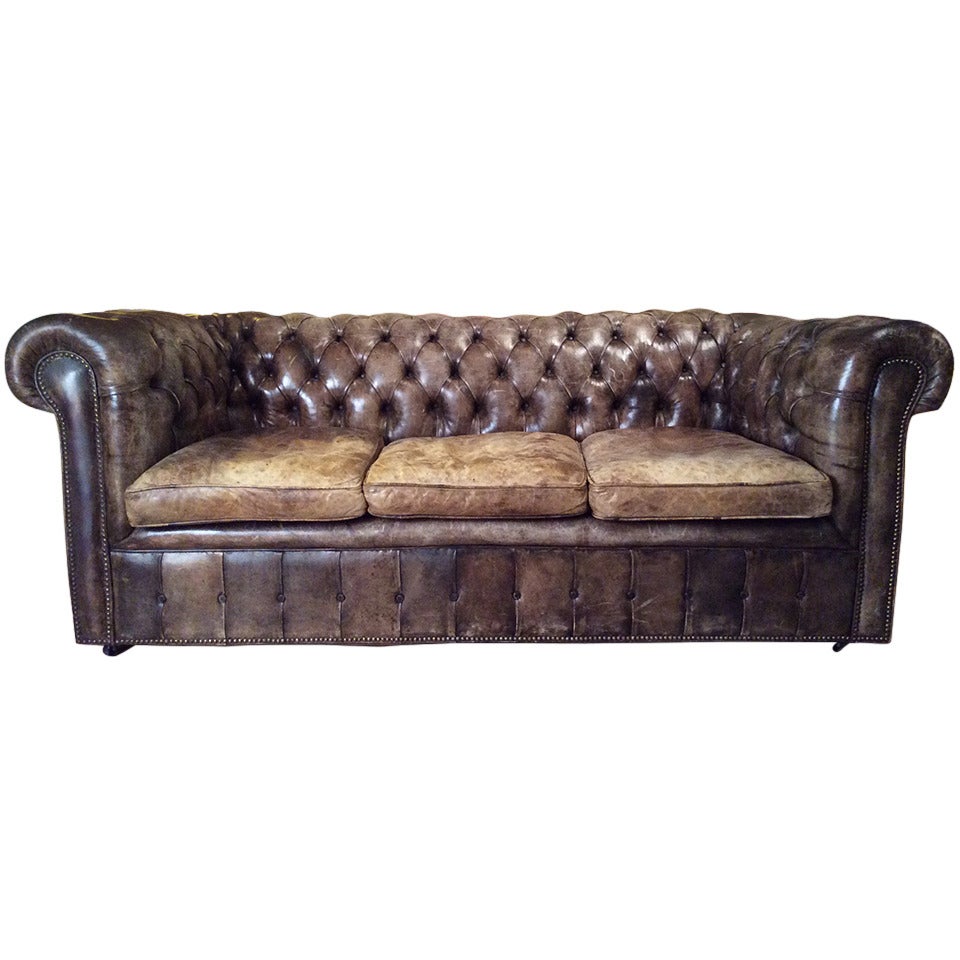 Vintage Tufted Leather Chesterfield Sofa at 1stdibs