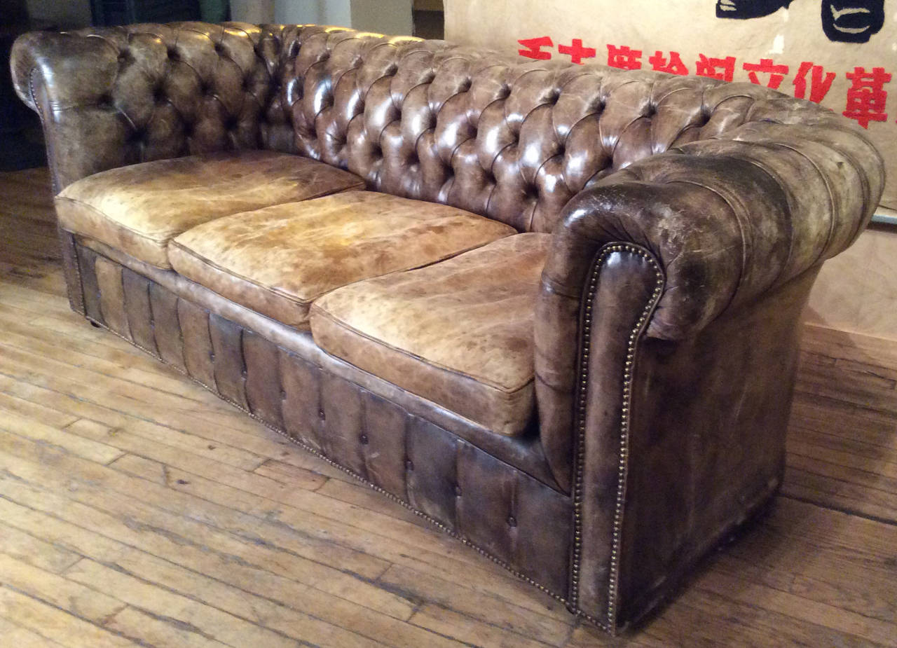 classic tufted leather sofa