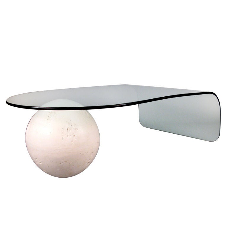 Curved Glass & Full Moon Cocktail Table