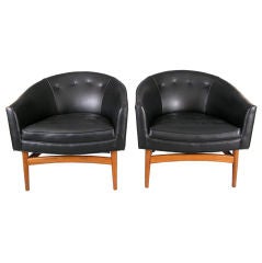 Pair of Modern Curved Back Lounge Chairs
