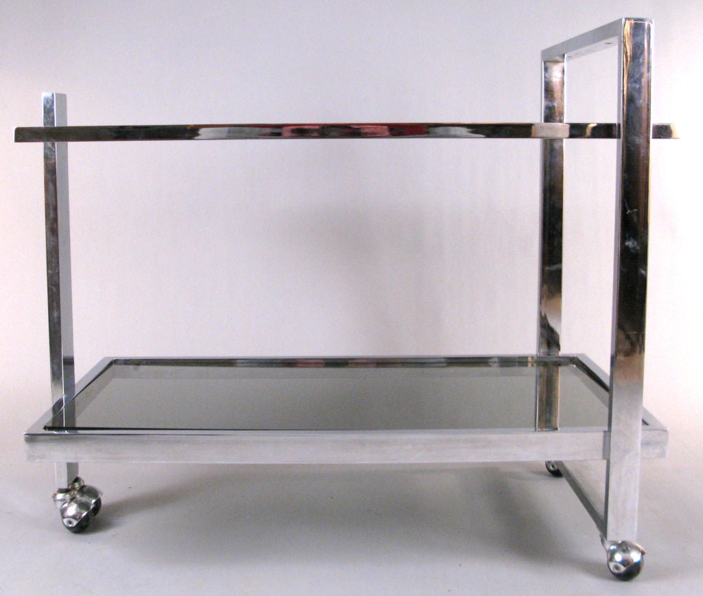 Modern Chrome Rolling Bar Cart at 1stdibs