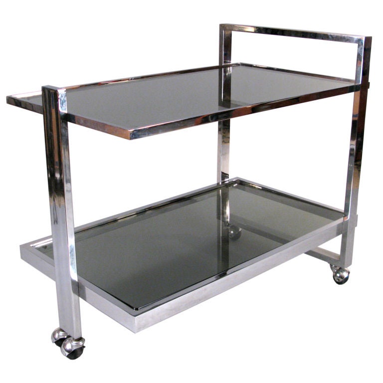 Modern Chrome Rolling Bar Cart at 1stdibs