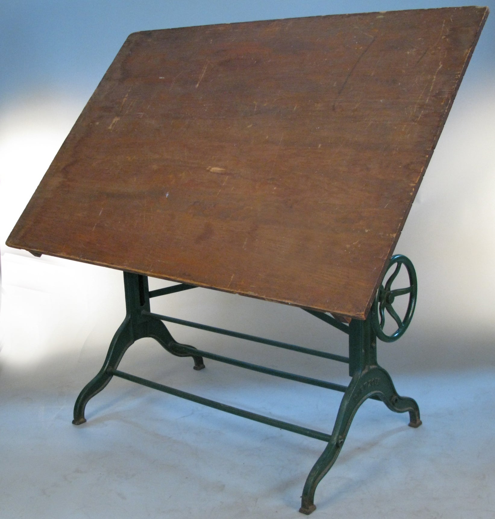 Antique Industrial Cast Iron Adjustable Drafting Table by Dietzgen