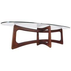 Sculptural Modern Walnut and Glass Table by Adrian Pearsall