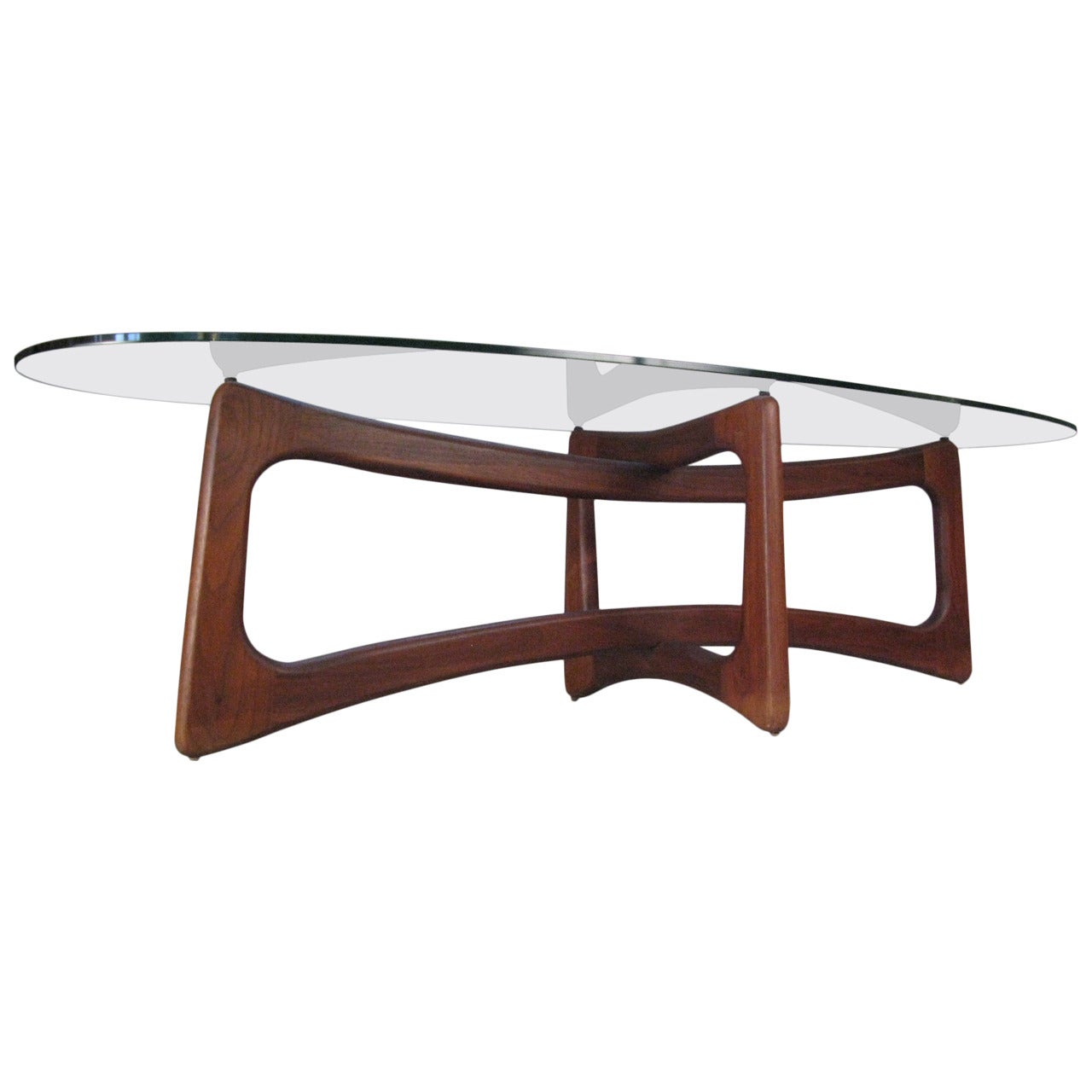 Sculptural Modern Walnut and Glass Table by Adrian Pearsall
