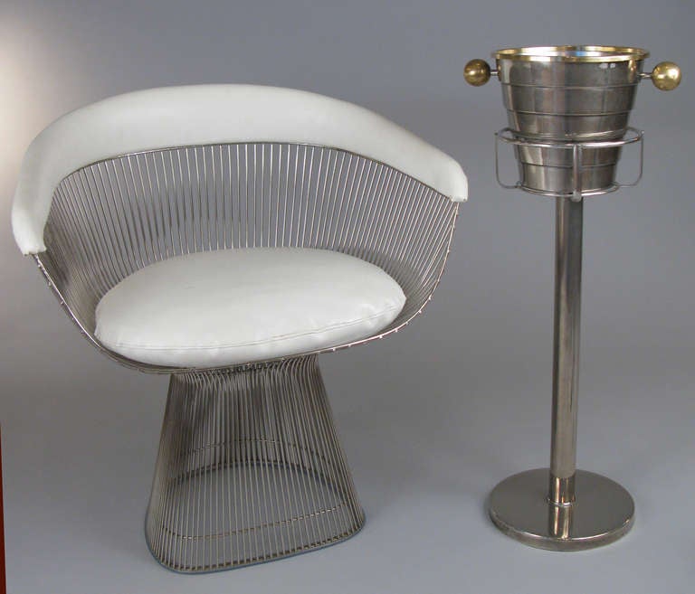 Silver Plate Modern Champagne Bucket & Stand by Laslo for Towle