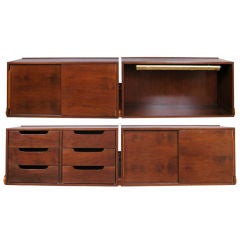 Rare Walnut & Ash Hanging Cabinets by Edward Wormley for Dunbar