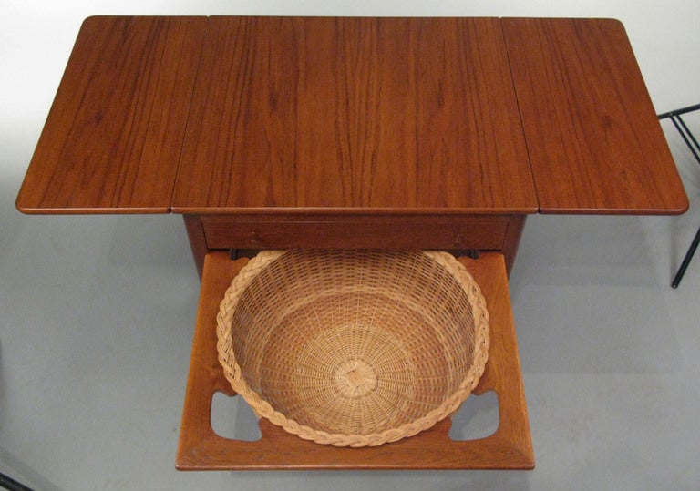 Scandinavian Modern Hans Wegner Teak Sewing Table